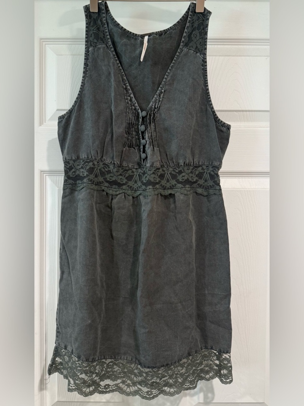 Free People Washed Black Tank with Branded Metal Tag